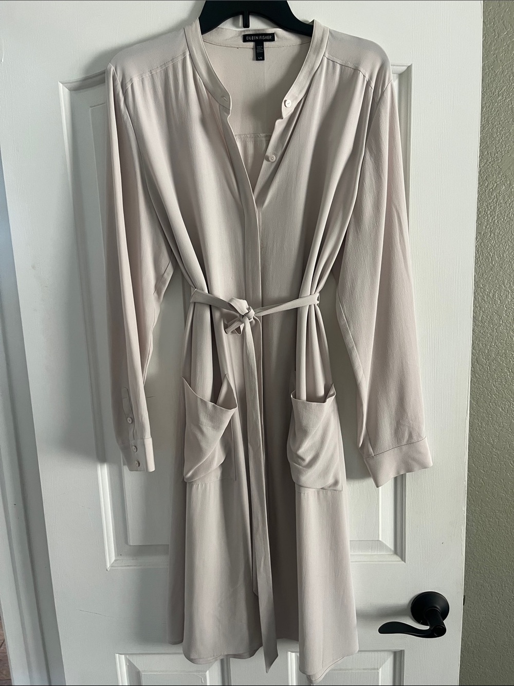 Eileen Fisher Light Taupe Belted Shirt-Robe